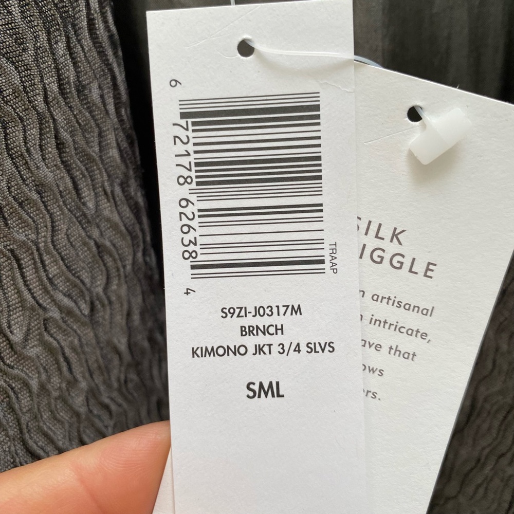 Eileen Fisher Kimono Jacket 3/4 Sleeves Silk Squiggle Branch Small NWT - Picture 15 of 15